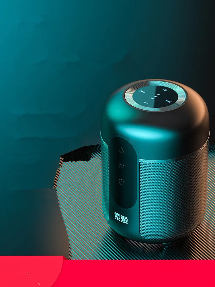 Black portable Bluetooth speaker measuring 72mm by 99mm with 30W output power