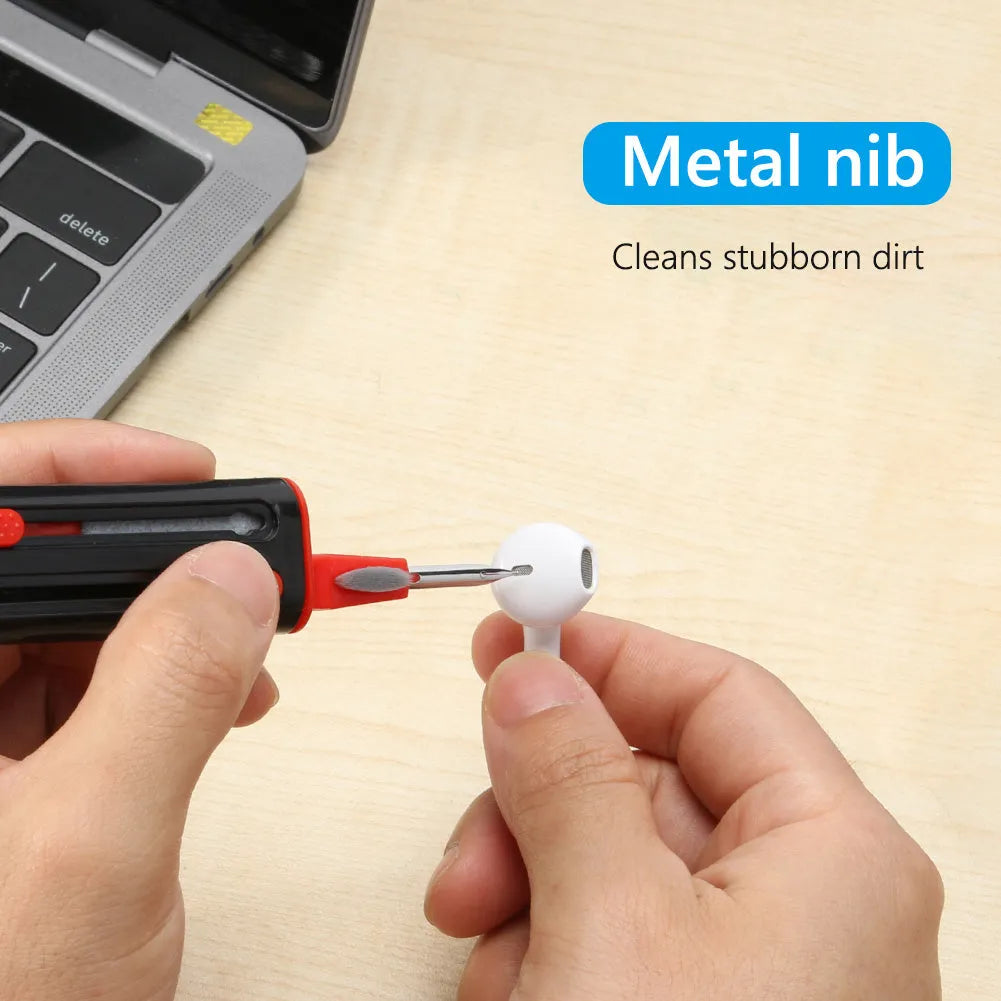 Bluetooth earphone cleaning kit with multiple heads for AirPods Pro and computer keyboards