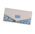 Tri-fold PU leather wallet with metal buckle in black, blue, green, melon red, or violet