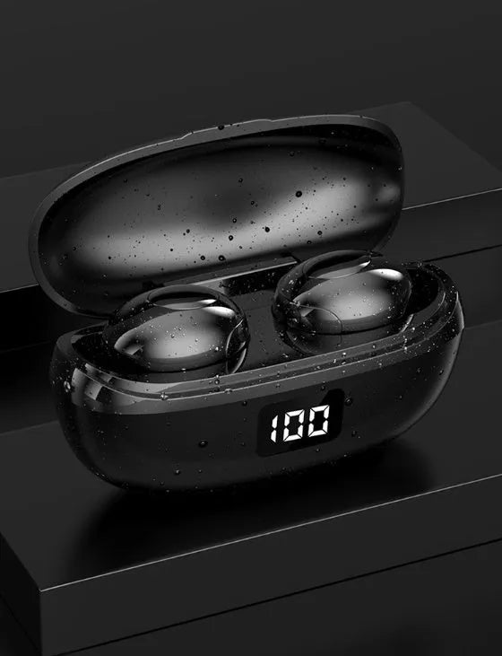 Black and white wireless Bluetooth in-ear headset with type-C charging case