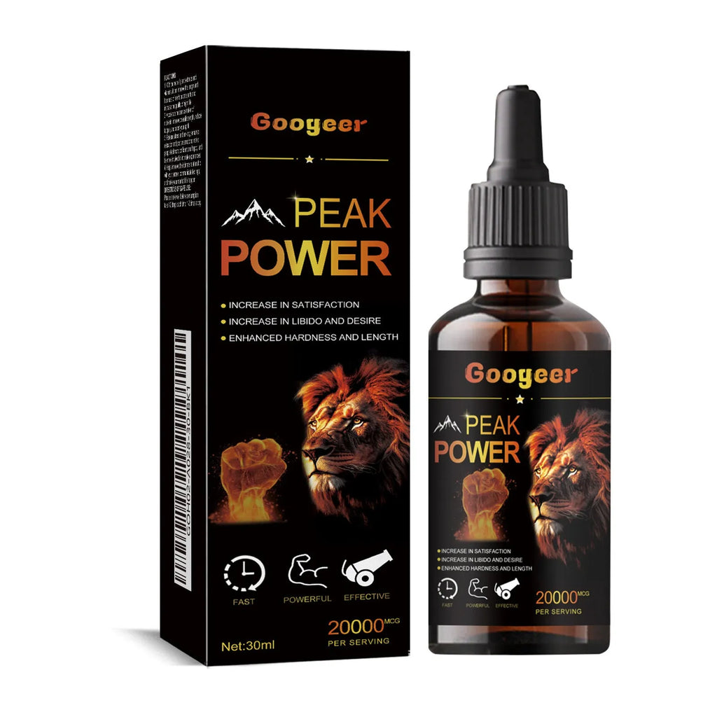Googeer Peak Power liquid energy supplement in a 30ml bottle for adult health and body care.