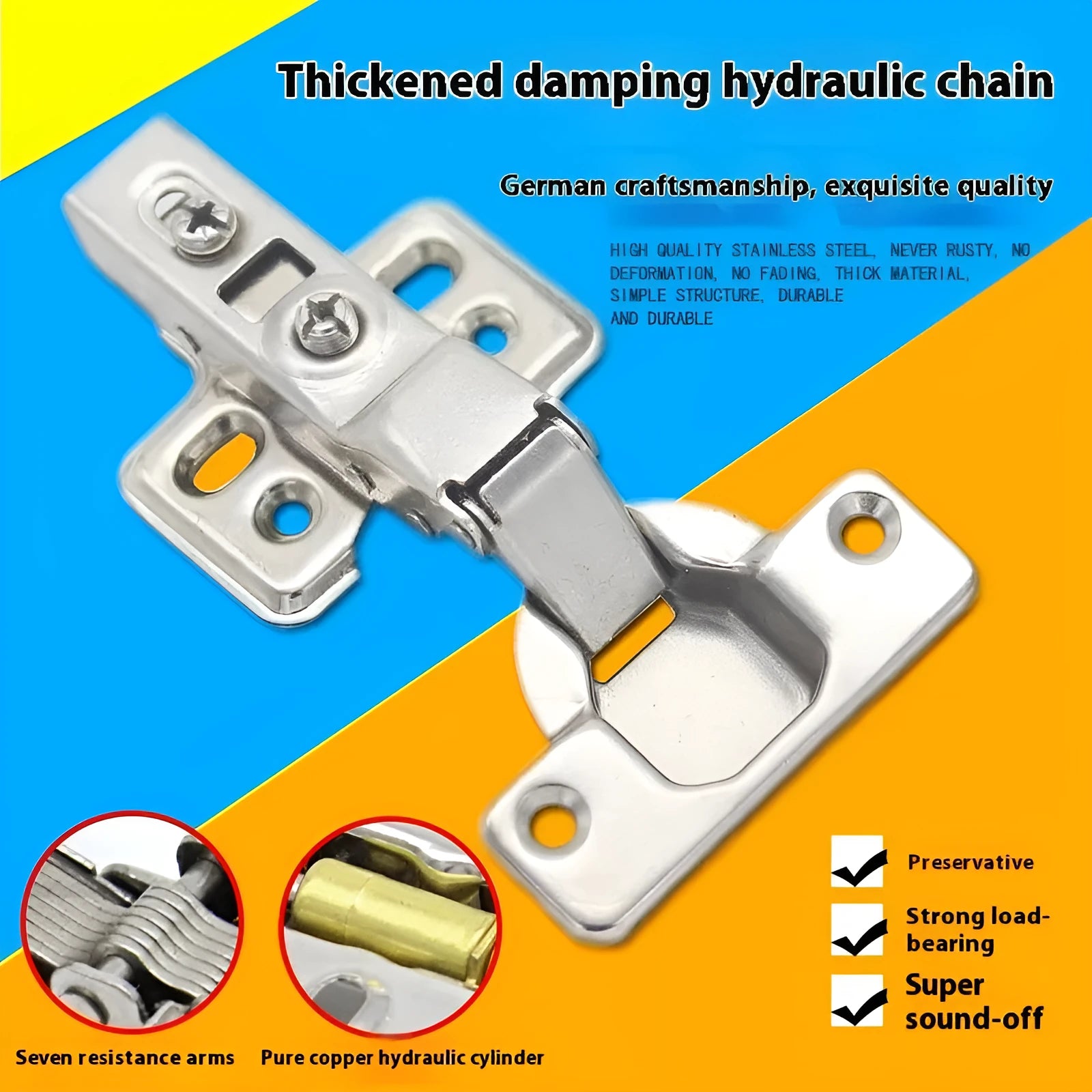 Cold rolled steel hydraulic cabinet hinge with nickel plating and damping cushion