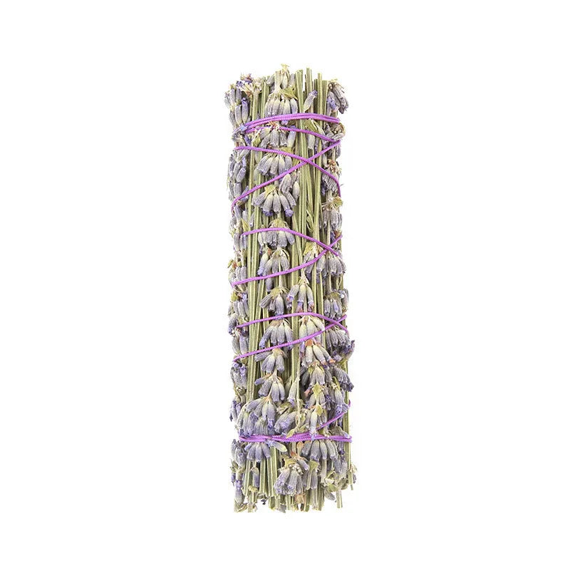 White sage and red rose petal colourful aromatherapy incense bundle on a wooden table