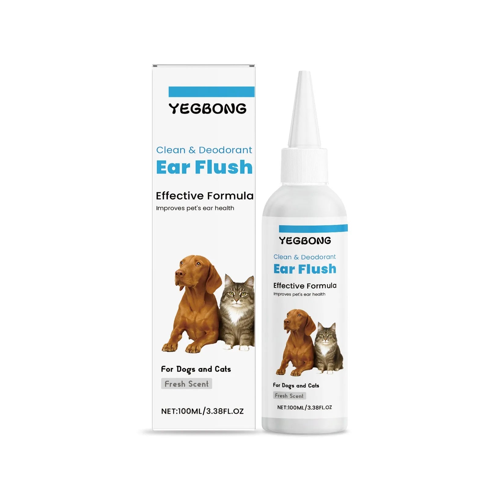 100ml bottle of gentle dog and cat ear cleaner liquid for earwax removal.