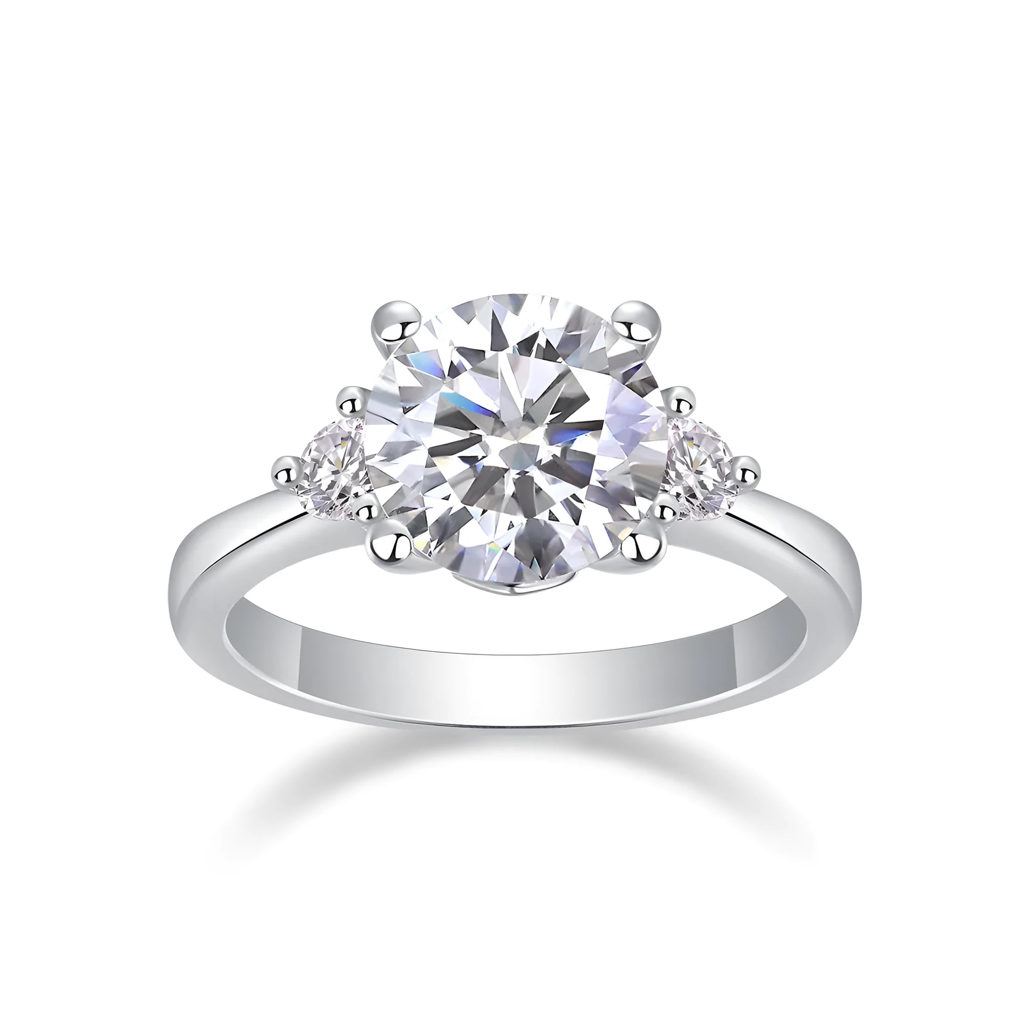 Starry Sky Romance wedding ring set with 2-carat moissanite on platinum-plated S925 silver band, gift box and GRA certificate