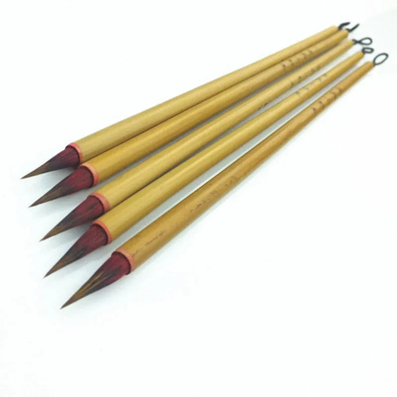 Red hair Chinese writing brush with wooden handle for calligraphy and ink painting