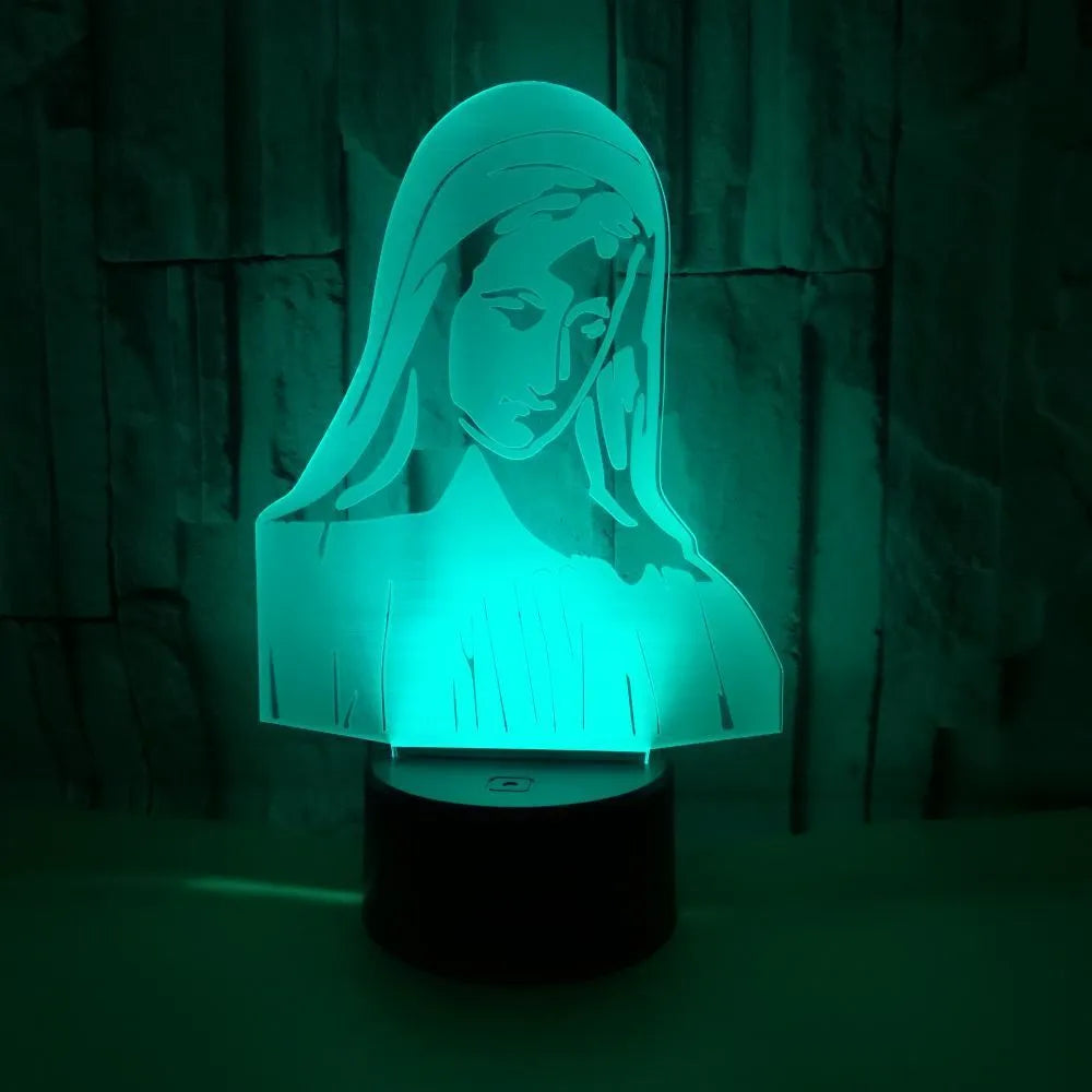 3D LED night light showing laser-engraved acrylic creating stereoscopic dual ring light patterns