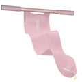 Grey or pink yoga stretching tool for open shoulder, back, and hip exercises.