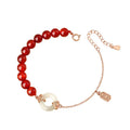 Women's sterling silver 925 peace buckle bracelet with xiangyun and fu character engraving