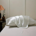 Satin polyester pillowcase pair in solid colour with plain weave texture