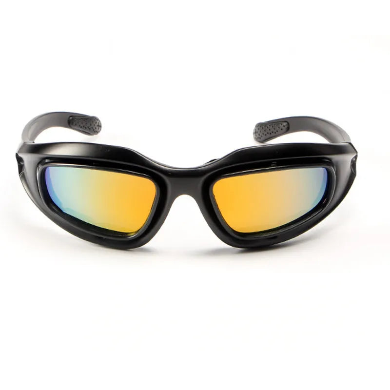 Tactical polarised sunglasses with wrap-around sports frame for outdoor cycling
