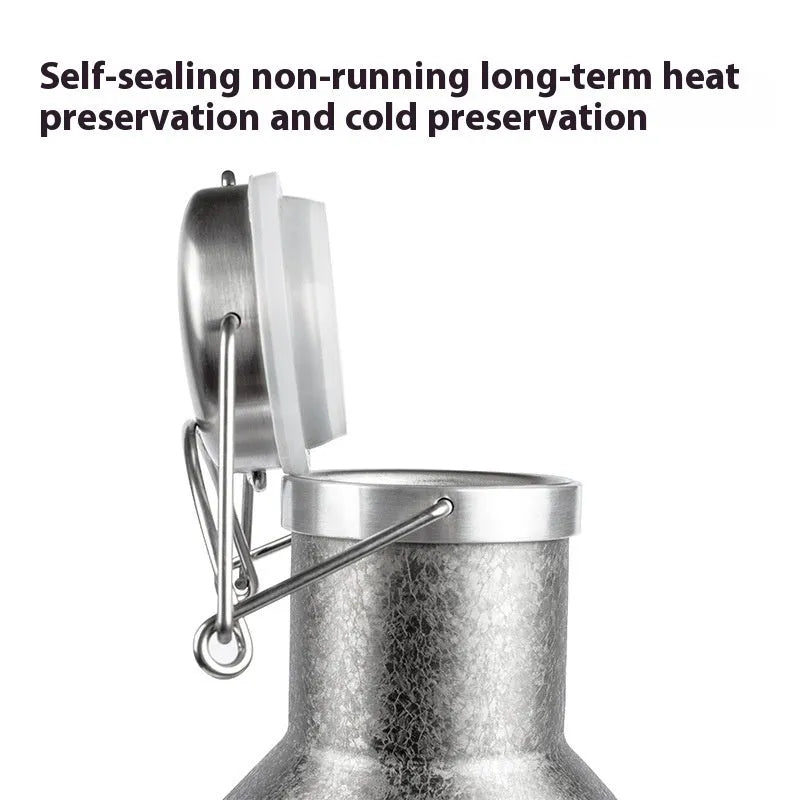 Stainless steel outdoor thermal pot with carrying handle, available in single or double layer insulation options