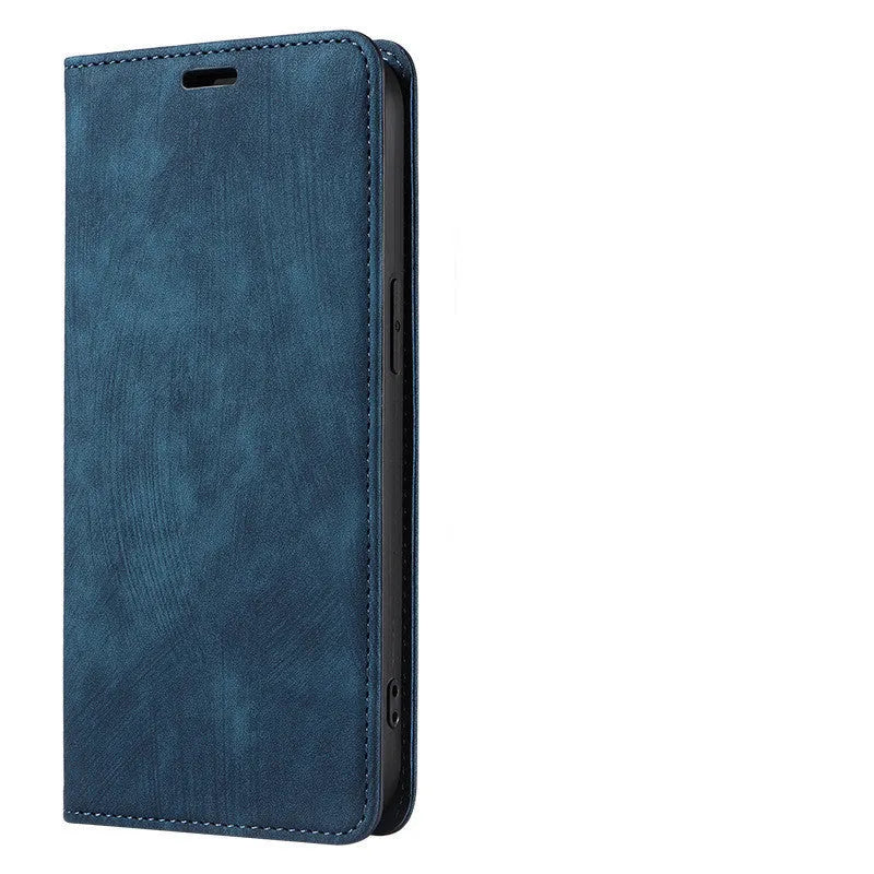 Magnetic flip phone case in leather and TPU for iPhone, shown in a solid colour.