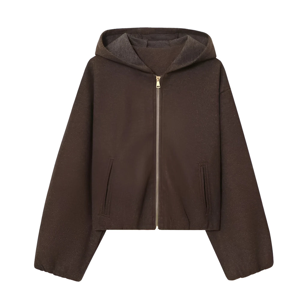 Women's PU Hooded Jacket Casual Coat with Zipper Closure Long Sleeve Unisex Style Japanese Korean Collage Stitching Medium Thickness Jacket Coat Available in S M L XS Picture Color