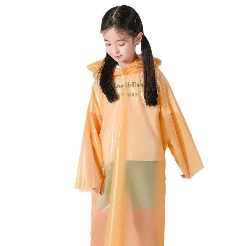 Disposable children's card raincoat in assorted colours including blue, yellow, orange, pink, green and white