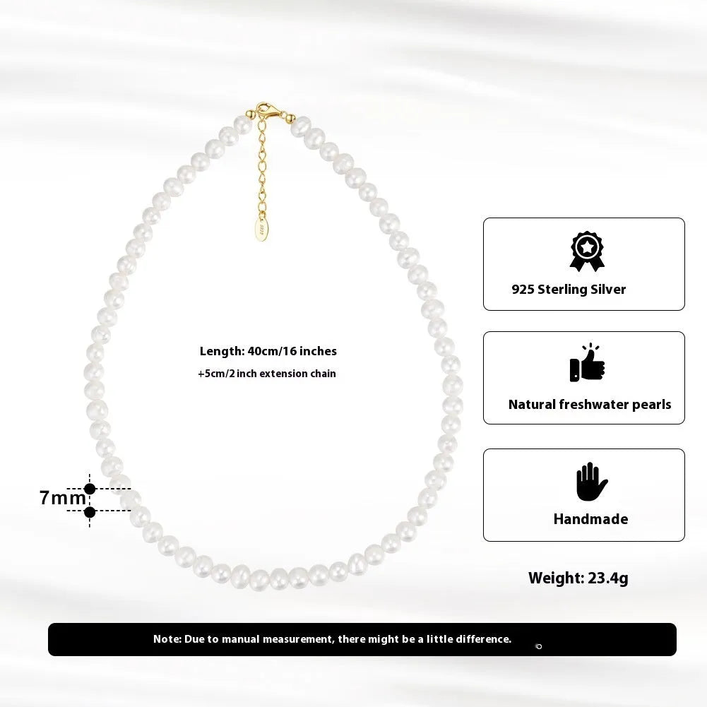 Women's adjustable sterling silver necklace with a single natural freshwater pearl pendant.