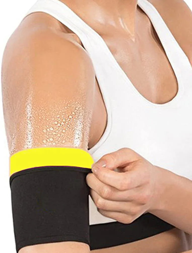 Arm sweatband in blue with elastic binding strap for sports and yoga.