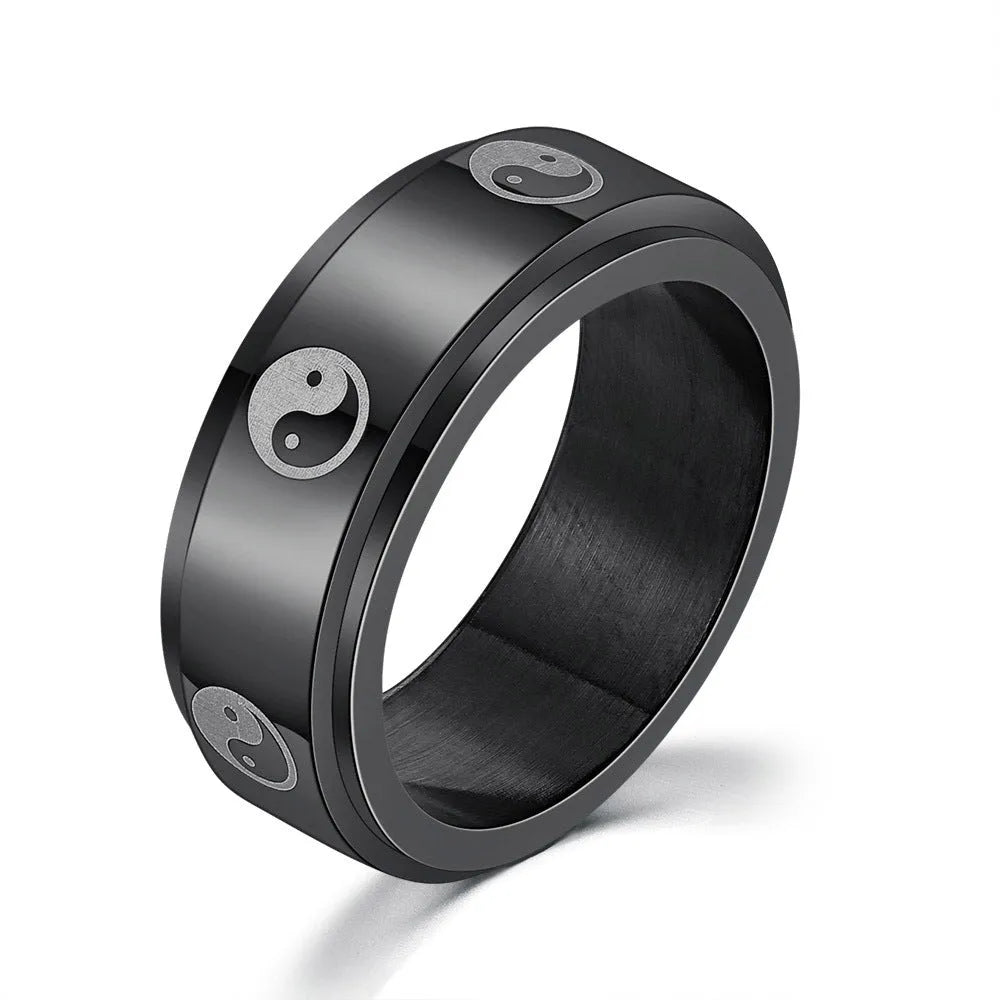 Men's titanium steel hip hop simplicity ring blue rose gold electroplated polished Korean style size 07-11