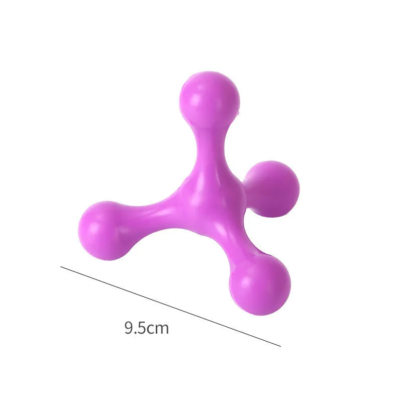 Blue silicone dog chew bone with three legs for small and medium teething puppies