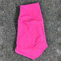 High-waisted yoga shorts for women in nylon fabric, shown in one of 15 available colours.