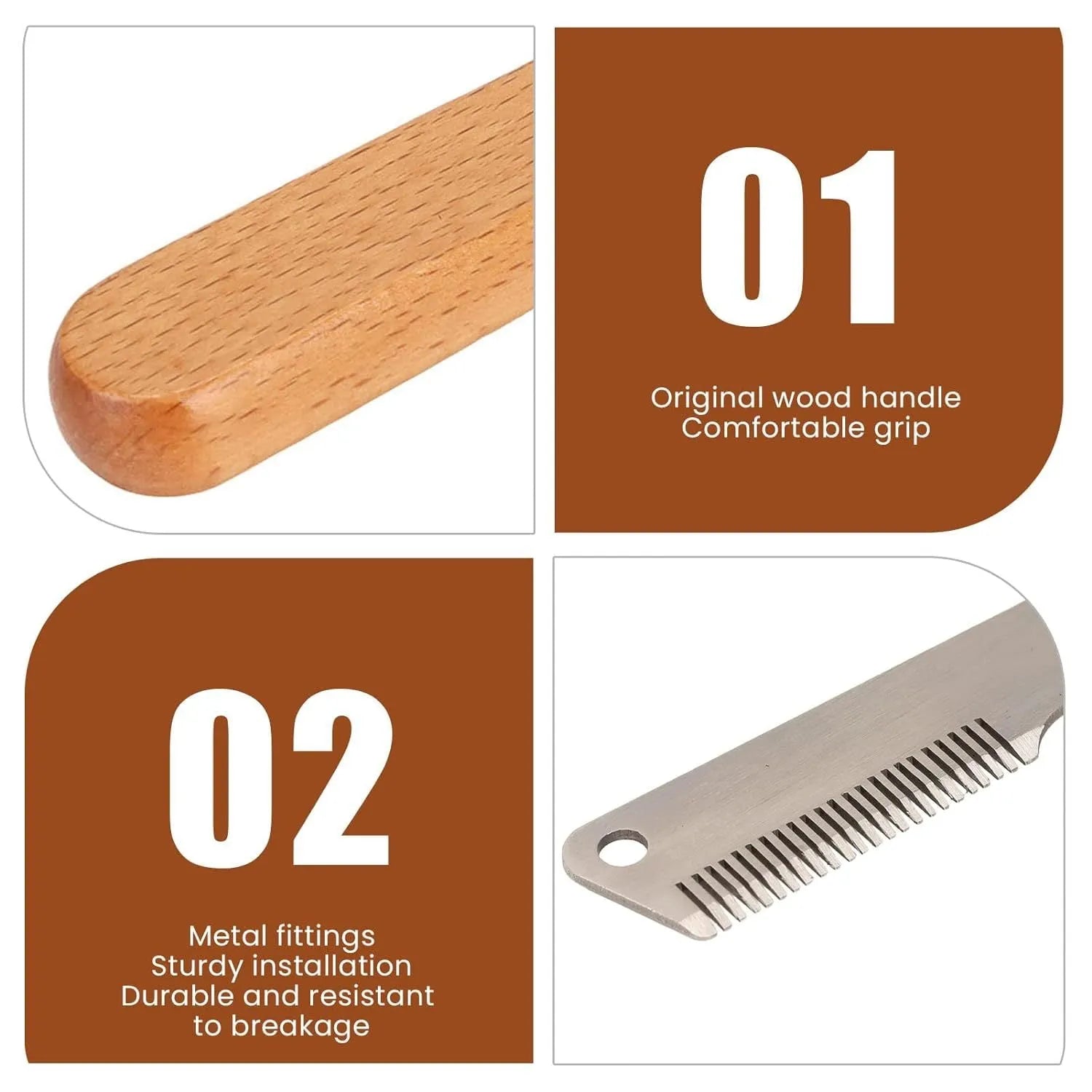 Pet stripping comb grooming tool with wood handle for cats and dogs