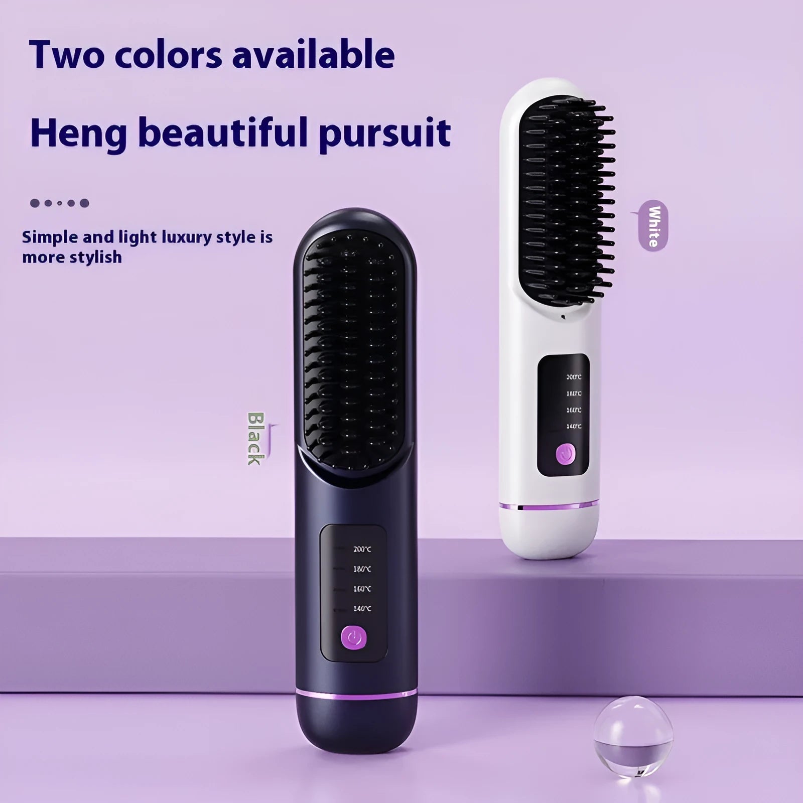 Portable negative ion hair comb for straight hair in white, blue, or grey.