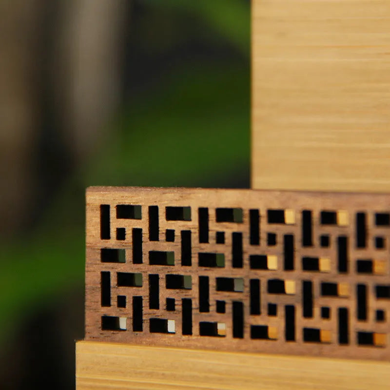 Geometric bamboo and black walnut business gift box for 80 cards.