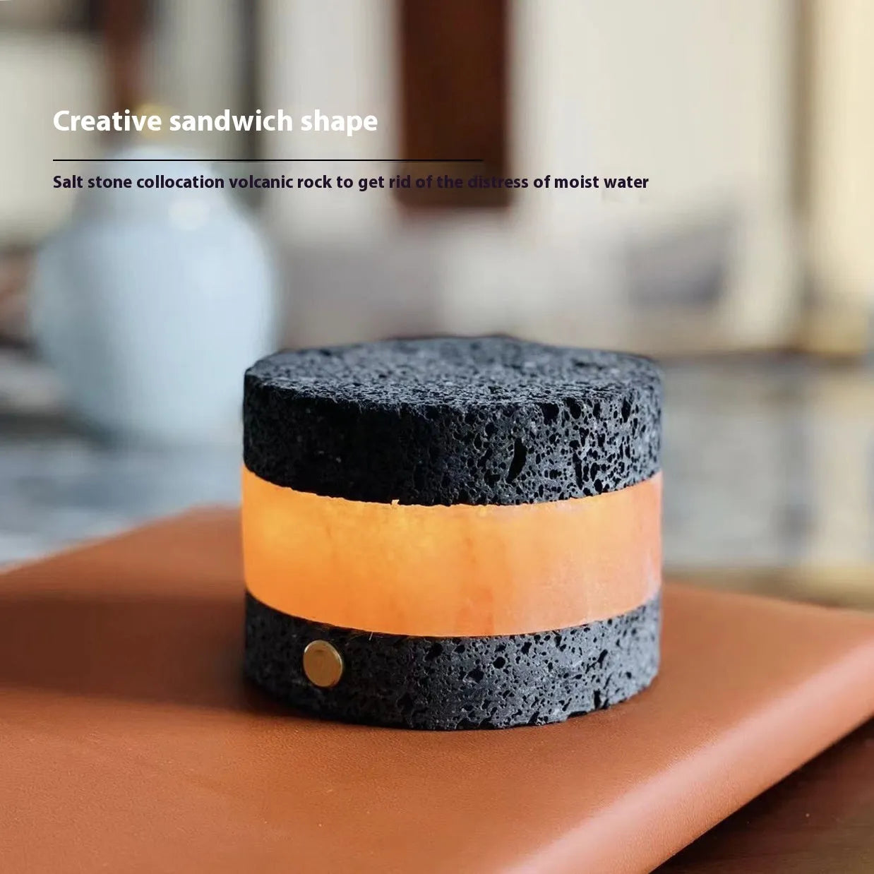 Volcanic rock USB rechargeable night lamp with essential oil diffuser and touch controls