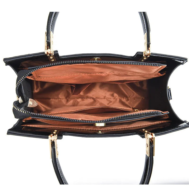 A structured horizontal square one-shoulder handbag in PU leather, shown in a choice of ten colours.