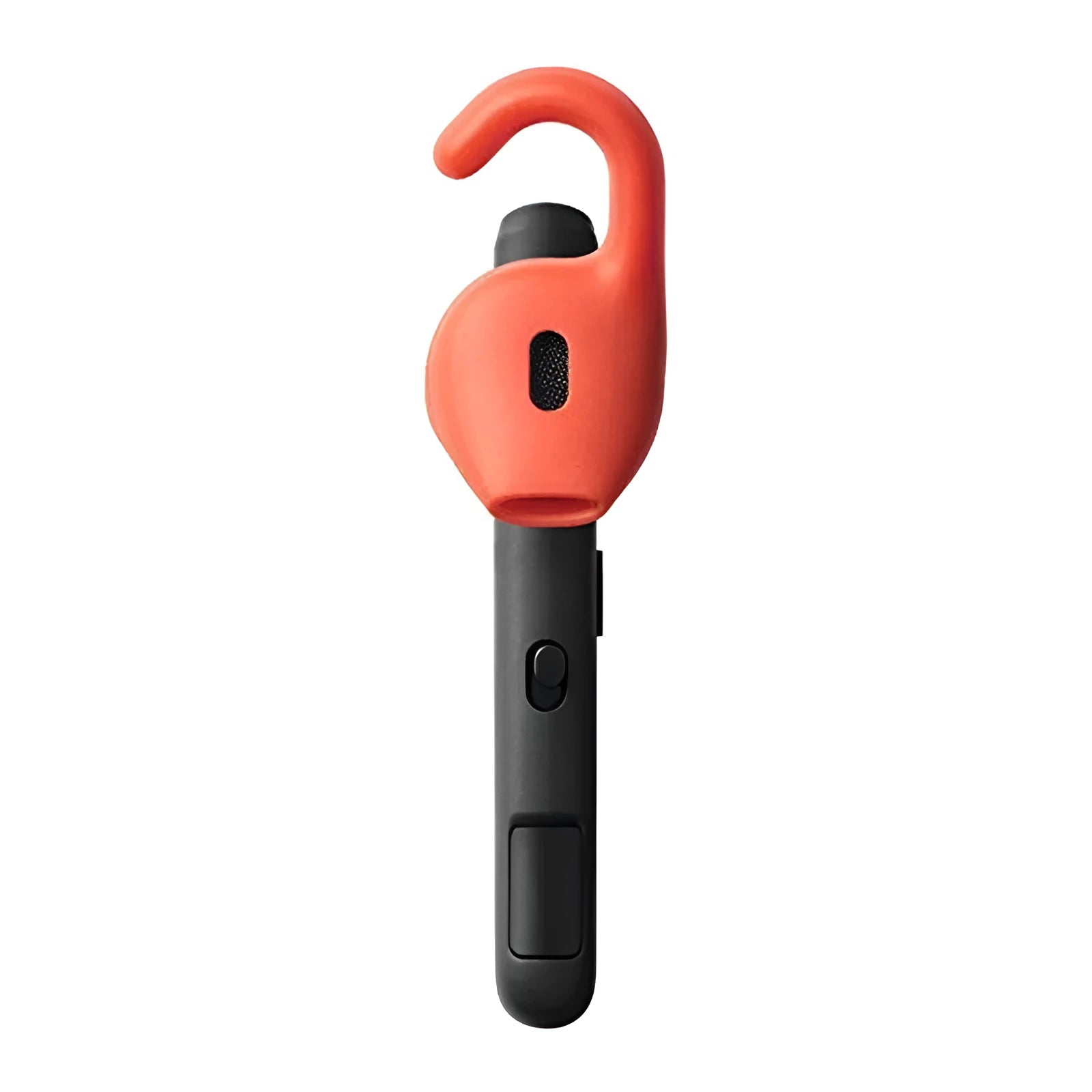 Behind-the-ear Bluetooth wireless earphone in black or silvery with automatic connection feature