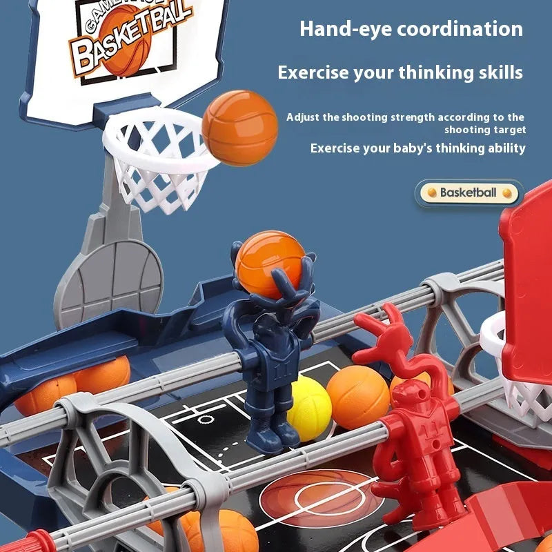 Children's toy double battle hand-cranked basketball shot counter plastic set