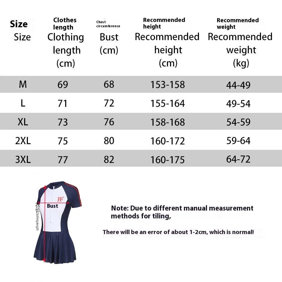 Ladies conservative style one-piece swimsuit in elastic polyester for sports.