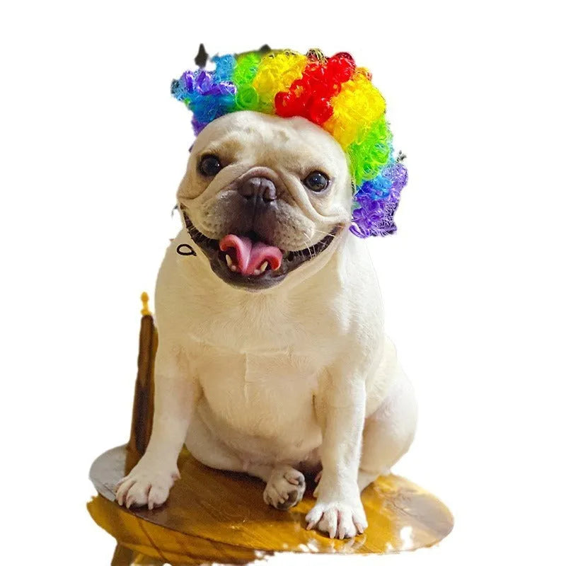 Adjustable pet wig sheath headdress for dogs and cats in various party styles