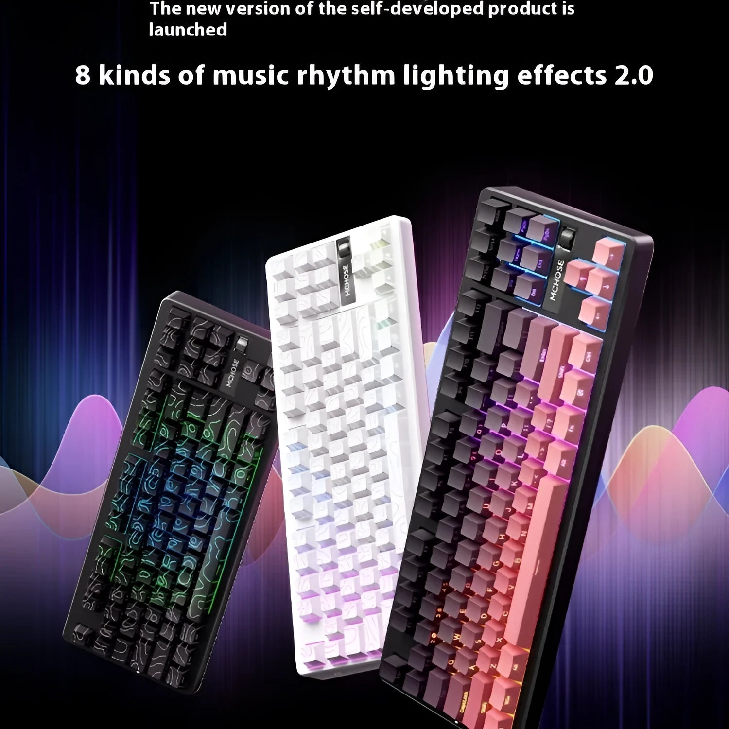 Custom side-engraved wireless Bluetooth mechanical keyboard with blackberry powder gradient keycaps and TTC Fast Gold Axis V2 switches