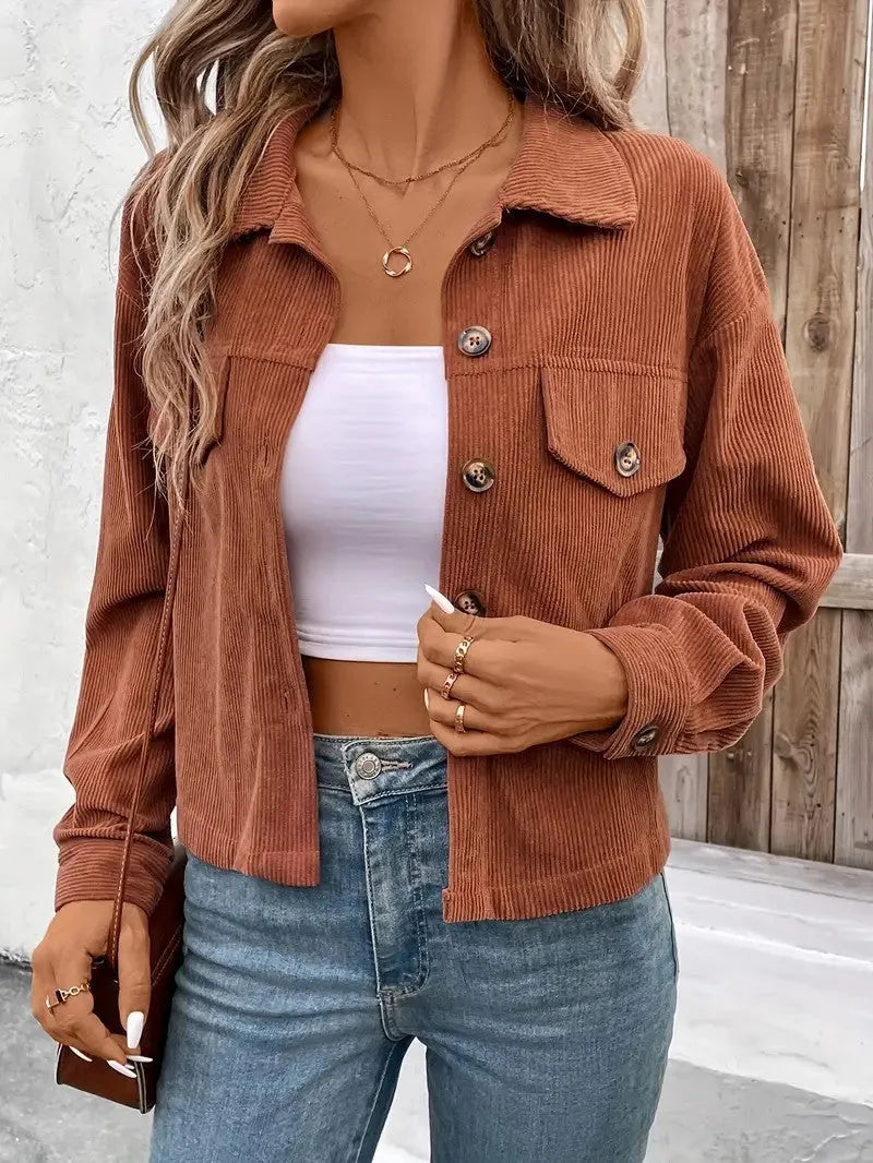 Women's retro artistic shirt coat jacket with button front in six colour options