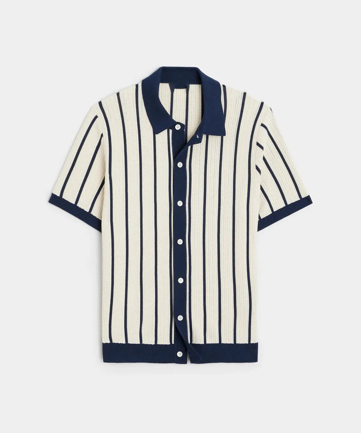 Men's white ice silk knitted shirt with asymmetrical lapel design and short sleeves