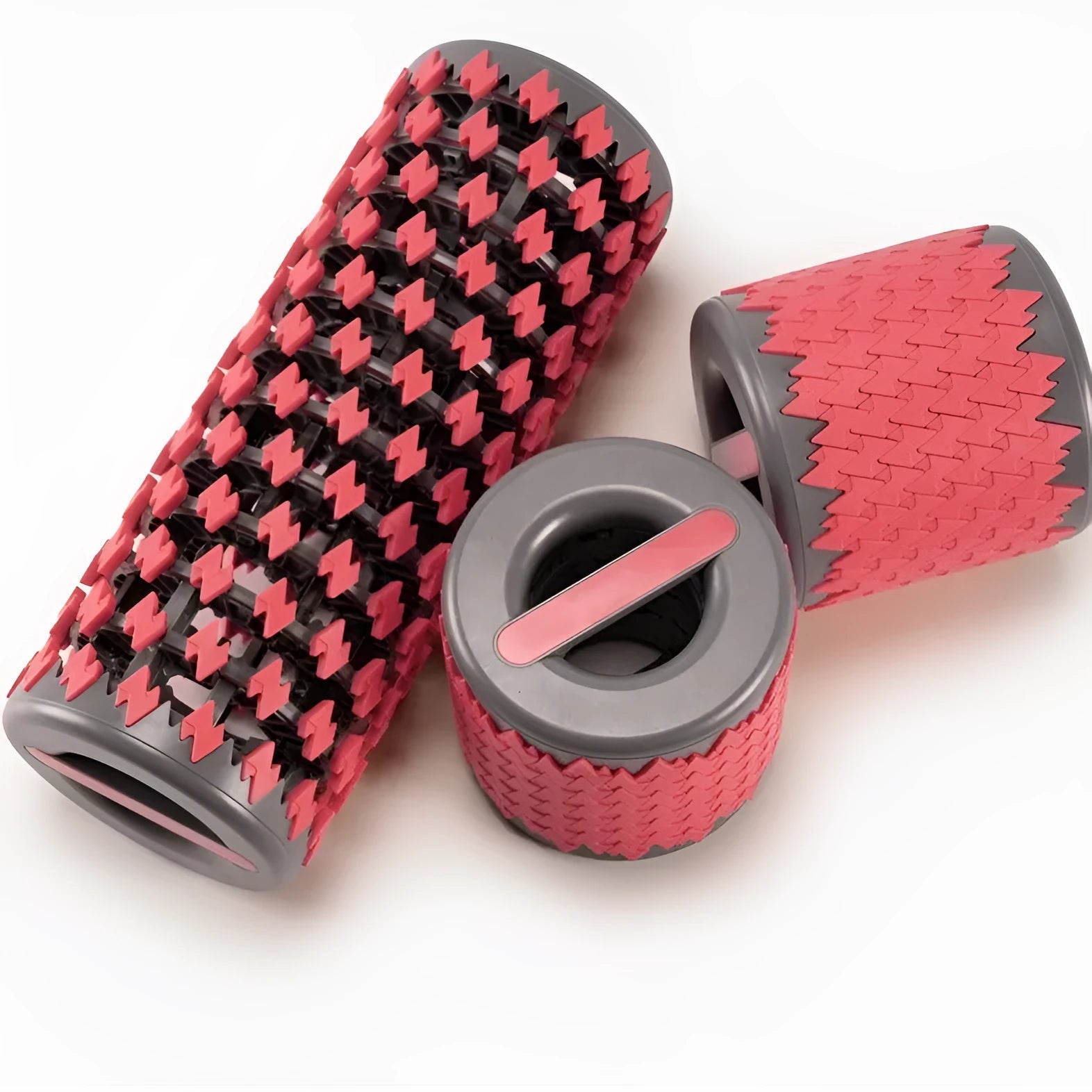 Adjustable telescopic foam roller in black colour positioned for fitness exercises