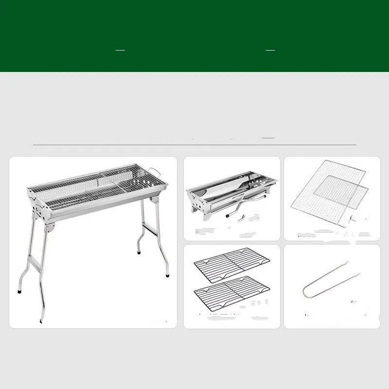 Stainless steel portable folding barbecue oven for outdoor use