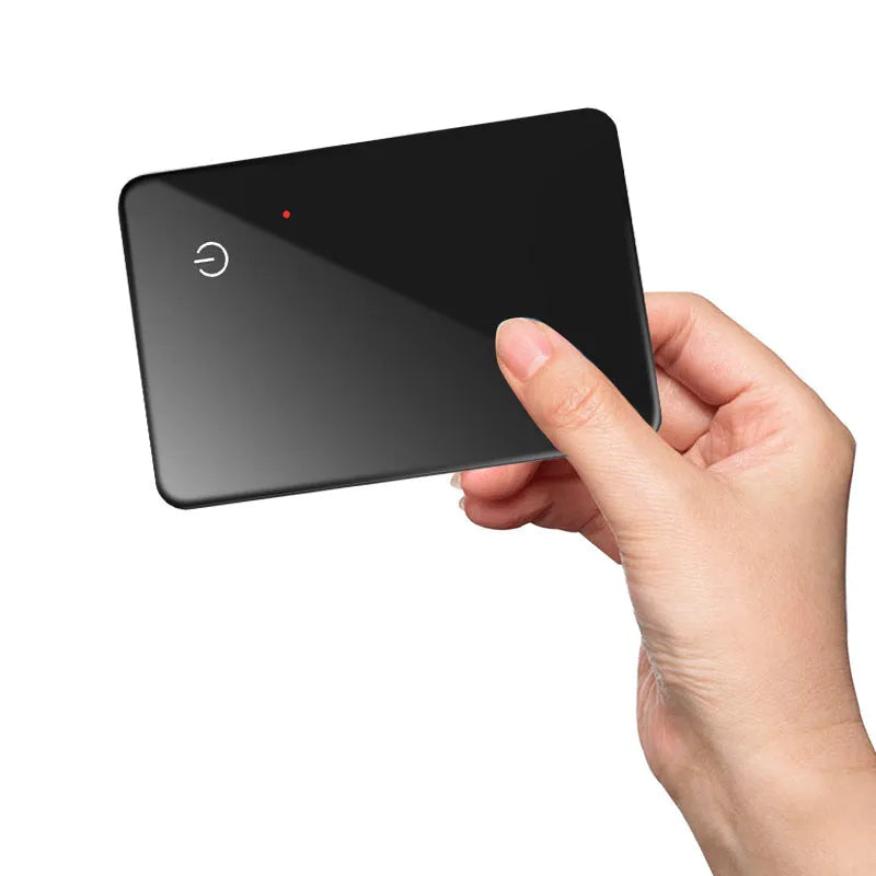 Black ABS and glass wireless charging pet tracker with NFC card design and hanging hole
