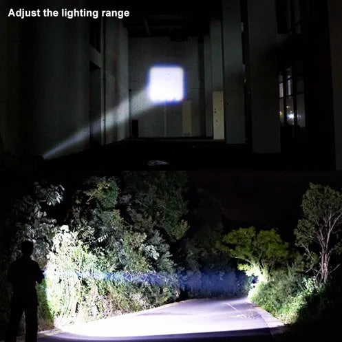 Black aluminium alloy mini telescopic LED flashlight with zoom focus and pocket clip