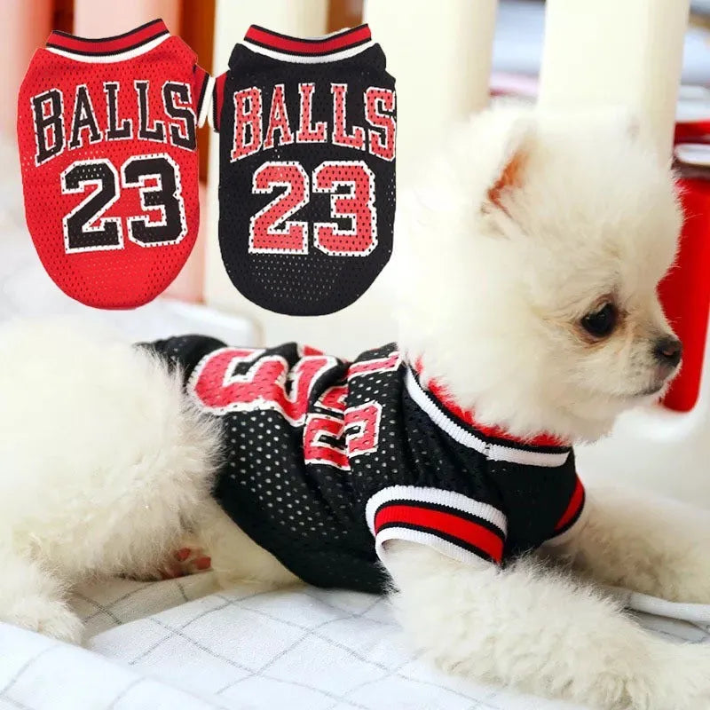 Black and red dog sweatshirt vest in polyester knit fabric with casual styling