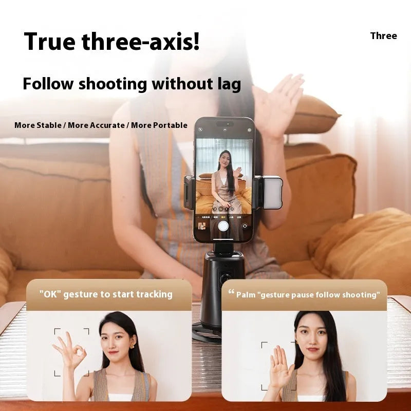 A200 intelligent face tracking desktop bracket with black ribbon lights and remote control for universal phone and camera