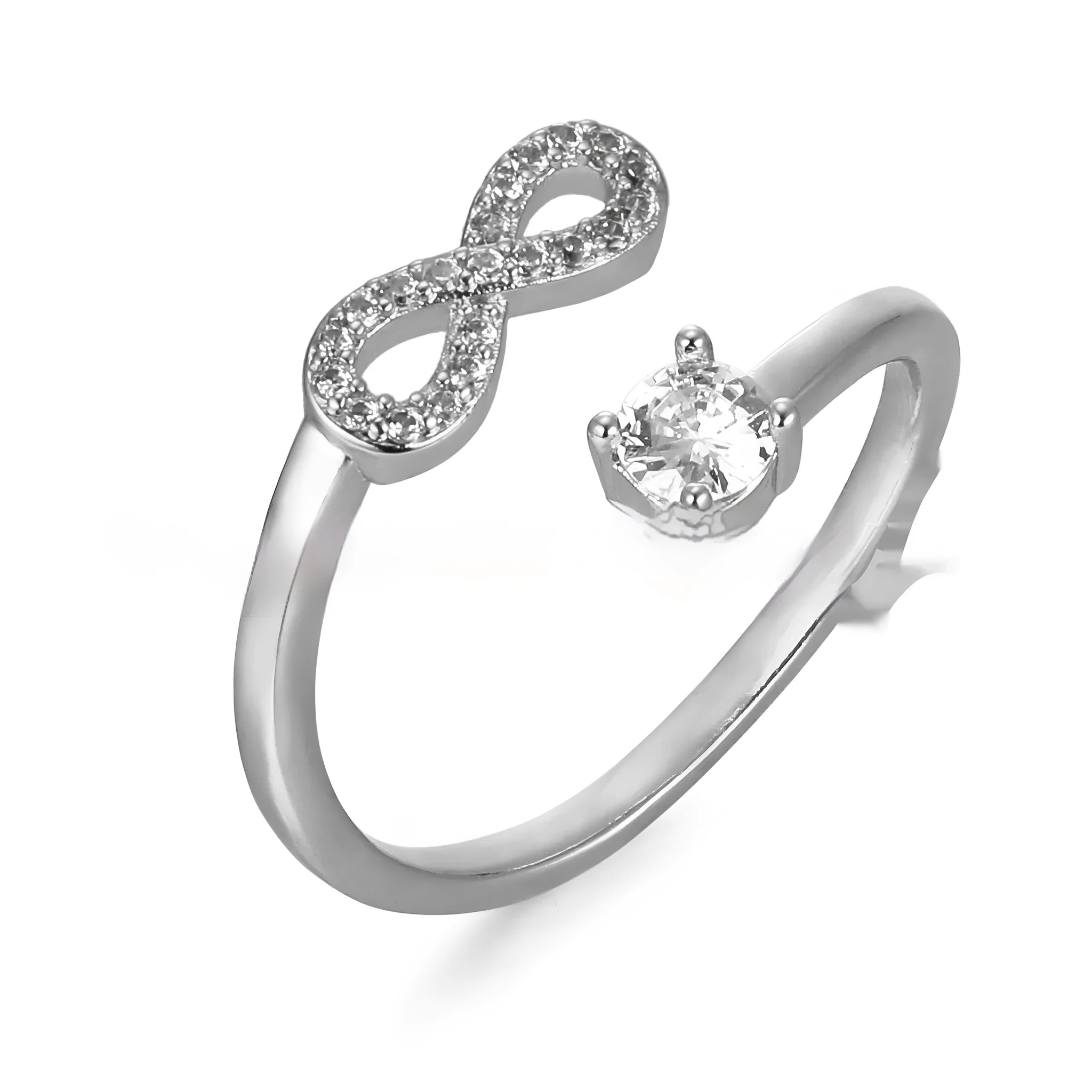 Geometric personalised letter ring with open diamond zircon setting in gold colour.