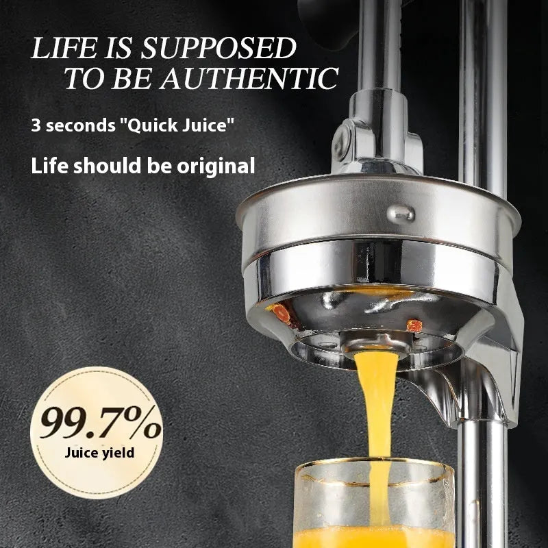 Stainless steel manual juicer with zinc alloy construction in five colour options