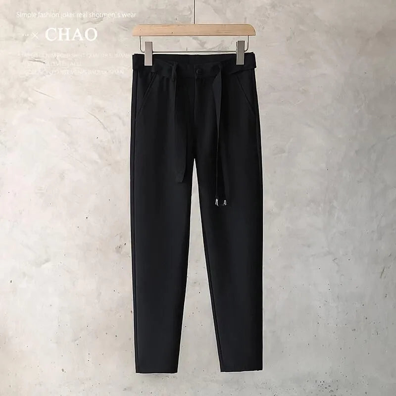 Boys slim straight wool blend trousers in tapered fit with straight leg opening