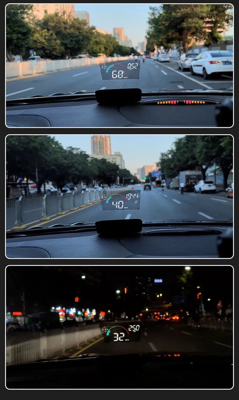 Black head-up display car GPS speed compass projector with USB cable for universal vehicle installation