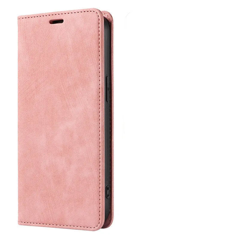 Magnetic flip phone case in leather and TPU for iPhone, shown in a solid colour.