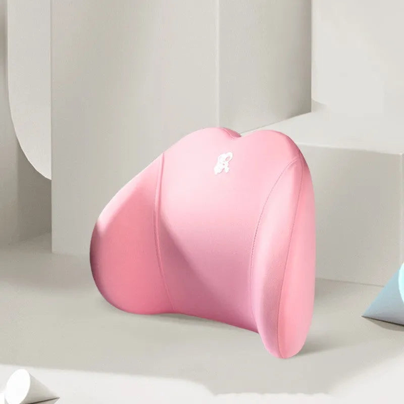 Heart-shaped memory foam car pillow set showing lumbar support and headrest pillow in grey colour with contrasting heart design
