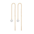 Stainless steel tassel earrings with pearl inlay in gold colour geometric shape for women