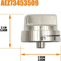 Silver metal oven stove knob replacement with 5.3cm diameter measurement